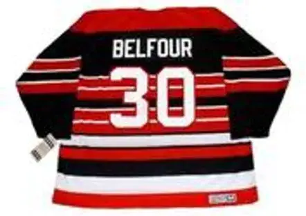 ED BELFOUR Chicago Blackhawks 1992 CCM Vintage Throwback NHL Hockey Jersey 