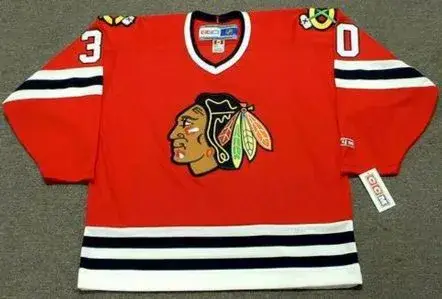 ED BELFOUR Chicago Blackhawks 1994 CCM Throwback Away NHL Hockey Jersey