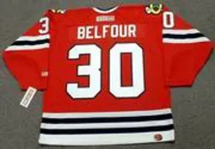 ED BELFOUR Chicago Blackhawks 1994 CCM Throwback Away NHL Hockey Jersey 