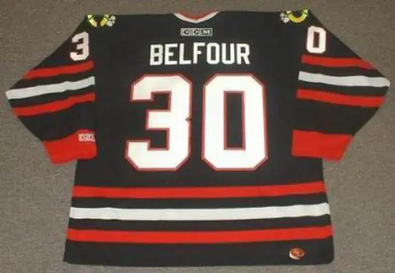 ED BELFOUR Chicago Blackhawks 1996 CCM Throwback Alternate NHL Hockey Jersey 