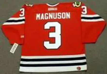 KEITH MAGNUSON Chicago Blackhawks 1977 CCM Throwback Away NHL Hockey Jersey 