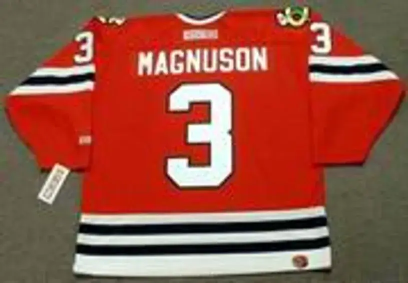 KEITH MAGNUSON Chicago Blackhawks 1977 CCM Throwback Away NHL Hockey Jersey 