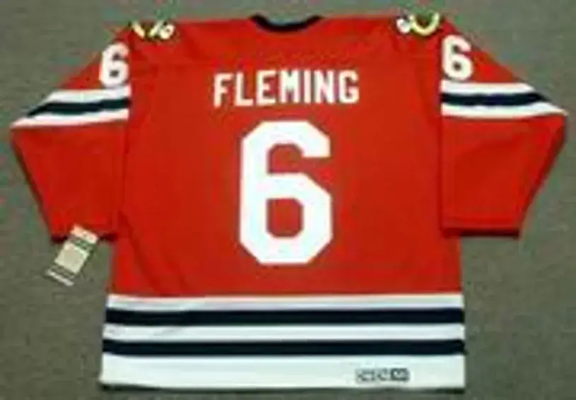 REGGIE FLEMING Chicago Blackhawks 1963 CCM Vintage Throwback NHL Jersey 