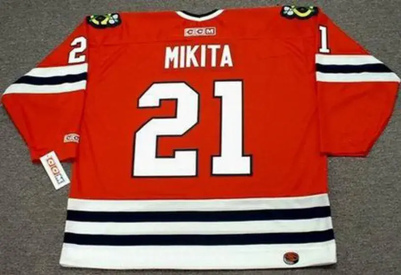 STAN MIKITA Chicago Blackhawks 1975 CCM Throwback Away NHL Hockey Jersey 