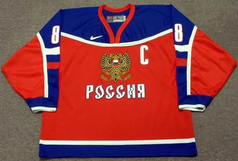 IGOR LARIONOV 2002 Team Russia Nike Olympic Throwback Hockey Jersey
