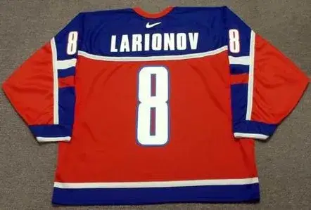 IGOR LARIONOV 2002 Team Russia Nike Olympic Throwback Hockey Jersey 