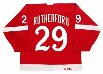 JIM RUTHERFORD Detroit Red Wings 1982 CCM Vintage Throwback NHL Hockey Jersey 