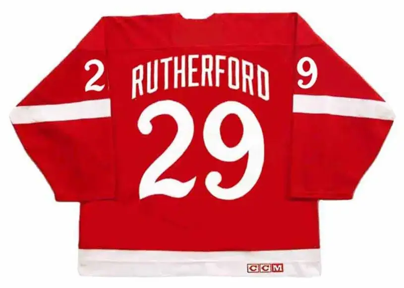 JIM RUTHERFORD Detroit Red Wings 1982 CCM Vintage Throwback NHL Hockey Jersey 