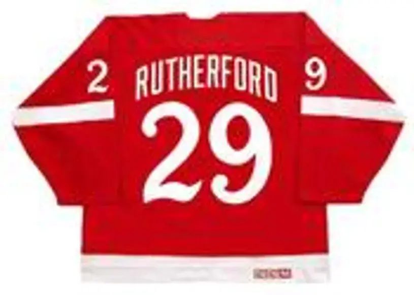JIM RUTHERFORD Detroit Red Wings 1982 CCM Vintage Throwback NHL Hockey Jersey 