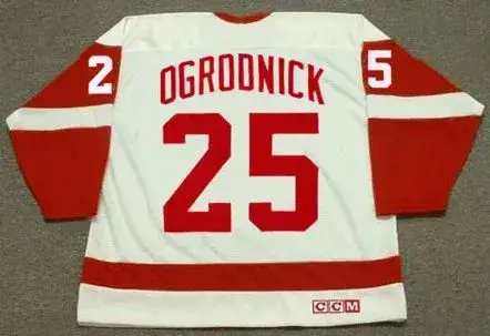 JOHN OGRODNICK Detroit Red Wings 1985 CCM Vintage Throwback NHL Hockey Jersey 
