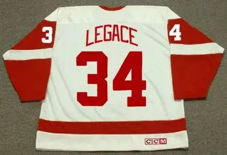MANNY LEGACE Detroit Red Wings 2002 Home CCM Throwback Hockey Jersey 