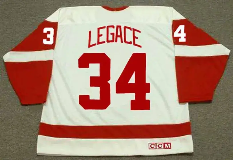 MANNY LEGACE Detroit Red Wings 2002 Home CCM Throwback Hockey Jersey 