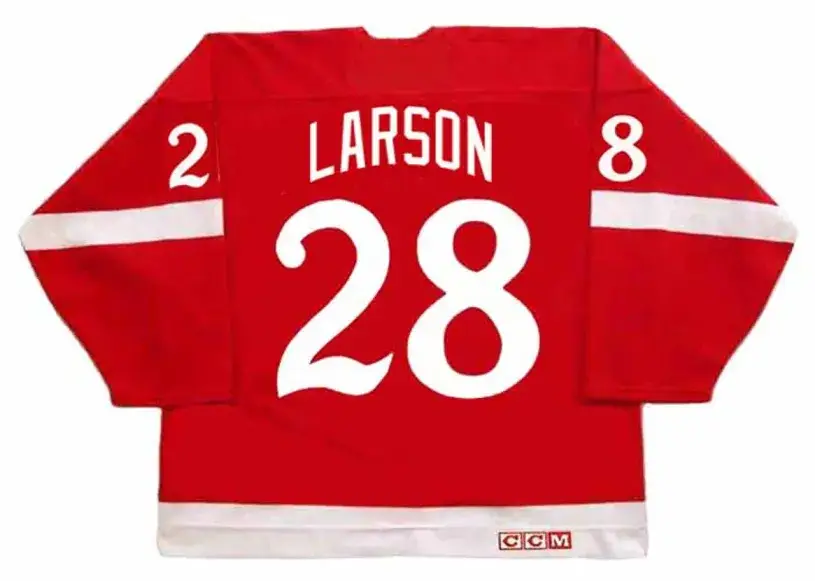 REED LARSON Detroit Red Wings 1982 CCM Vintage Throwback NHL Hockey Jersey 