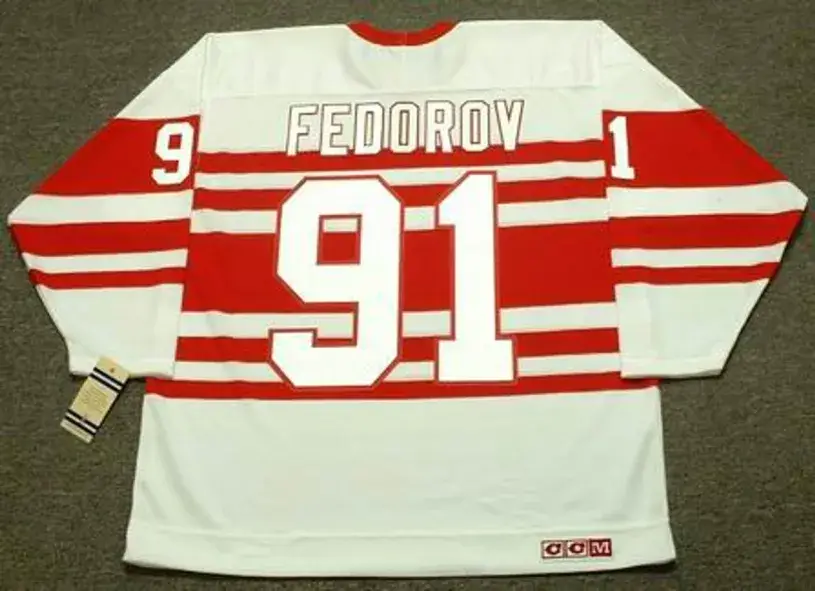 SERGEI FEDOROV Detroit Red Wings 1992 CCM Vintage Throwback NHL Hockey Jersey 