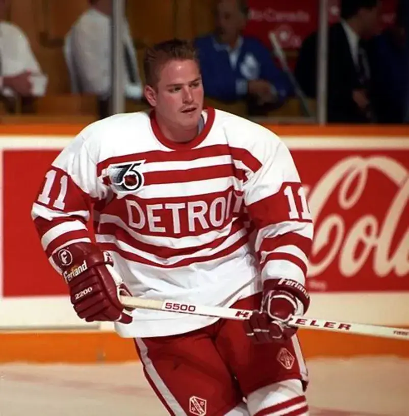 SHAWN BURR Detroit Red Wings 1992 CCM Vintage Throwback NHL Hockey Jersey 