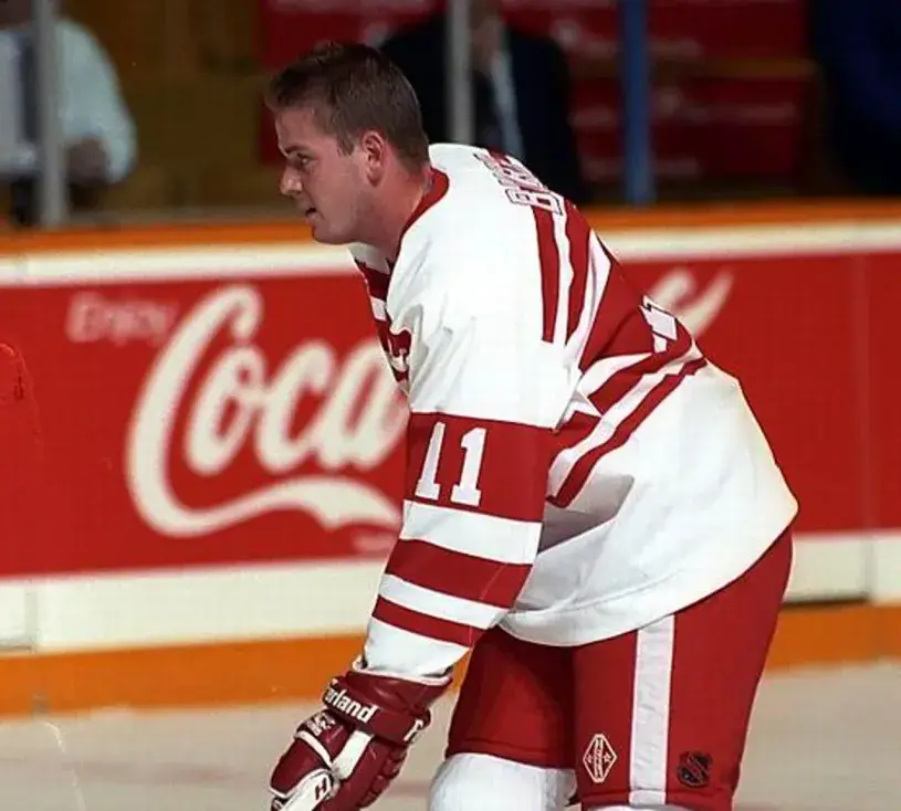 SHAWN BURR Detroit Red Wings 1992 CCM Vintage Throwback NHL Hockey Jersey 