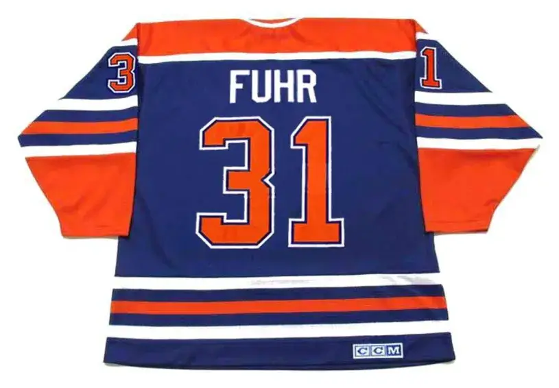 GRANT FUHR Edmonton Oilers 1987 CCM Vintage Throwback Away NHL Hockey Jersey 