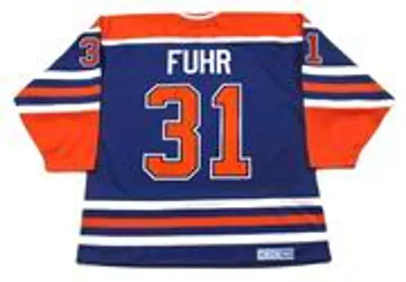 GRANT FUHR Edmonton Oilers 1987 CCM Vintage Throwback Away NHL Hockey Jersey 