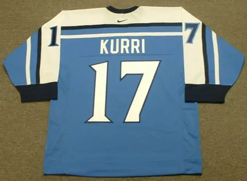 JARI KURRI 1998 Team Finland Nike Olympic Throwback Hockey Jersey 