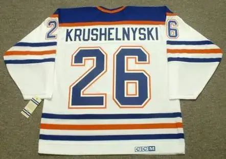 MIKE KRUSHELNYSKI Edmonton Oilers 1987 CCM Vintage Throwback Home NHL Jersey 
