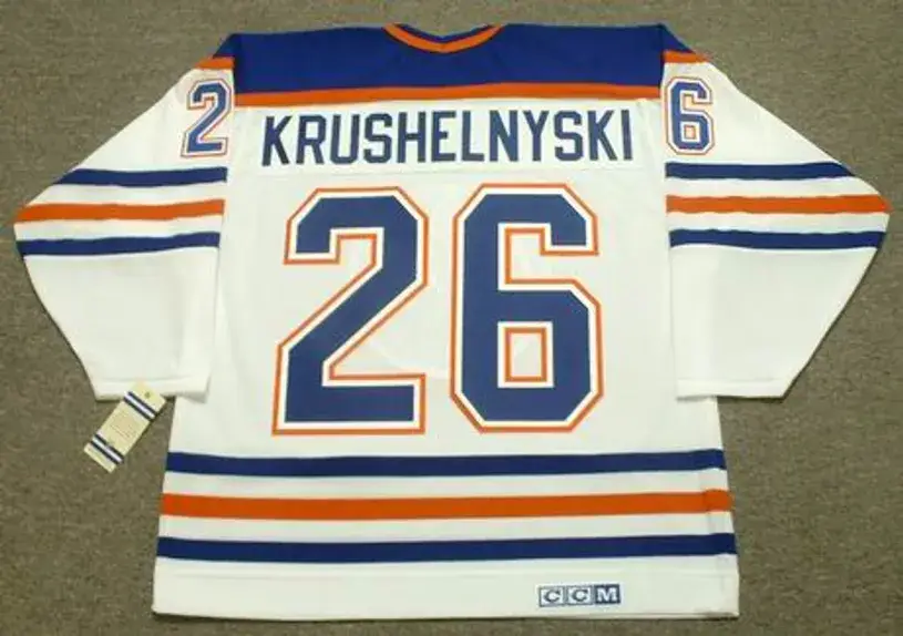 MIKE KRUSHELNYSKI Edmonton Oilers 1987 CCM Vintage Throwback Home NHL Jersey 