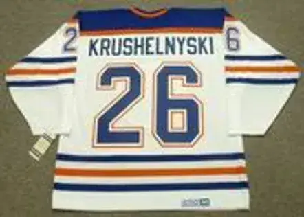 MIKE KRUSHELNYSKI Edmonton Oilers 1987 CCM Vintage Throwback Home NHL Jersey 