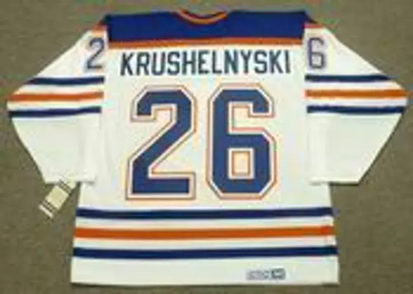 MIKE KRUSHELNYSKI Edmonton Oilers 1987 CCM Vintage Throwback Home NHL Jersey 