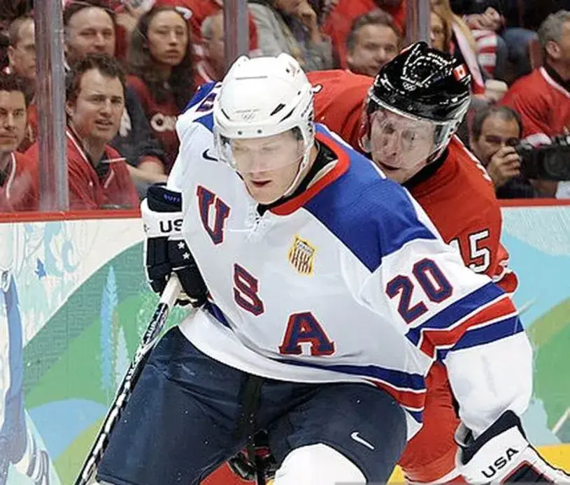RYAN SUTER 2010 USA Nike Olympic Throwback Hockey Jersey 