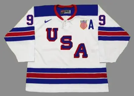 ZACH PARISE 2010 USA Nike Olympic Throwback Hockey Jersey