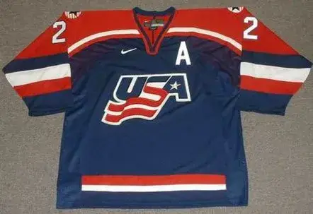 BRIAN LEETCH 2002 USA Nike Olympic Throwback Hockey Jersey