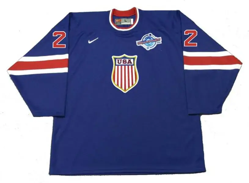 BRIAN LEETCH 2004 “World Cup” USA Nike Throwback Hockey Jersey 