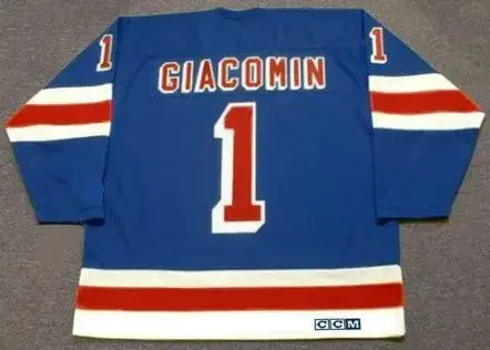 EDDIE GIACOMIN New York Rangers 1972 Away CCM Throwback NHL Hockey Jersey 