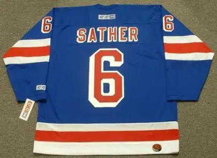 GLEN SATHER New York Rangers 1972 CCM Throwback Hockey Jersey 