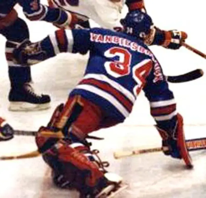 JOHN VANBIESBROUCK New York Rangers 1985 CCM Vintage Throwback NHL Hockey Jersey 