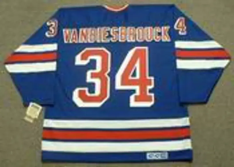 JOHN VANBIESBROUCK New York Rangers 1985 CCM Vintage Throwback NHL Hockey Jersey 