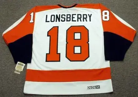 ROSS LONSBERRY Philadelphia Flyers 1974 CCM Vintage Throwback Home NHL Jersey 