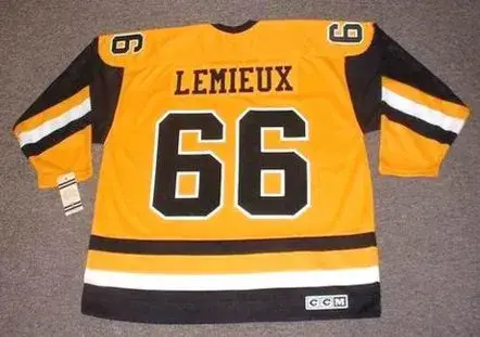 MARIO LEMIEUX Pittsburgh Penguins 1984 Away CCM NHL Vintage Throwback Jersey 