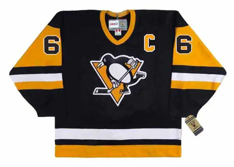 MARIO LEMIEUX Pittsburgh Penguins 1992 Away CCM NHL Vintage Throwback Jersey
