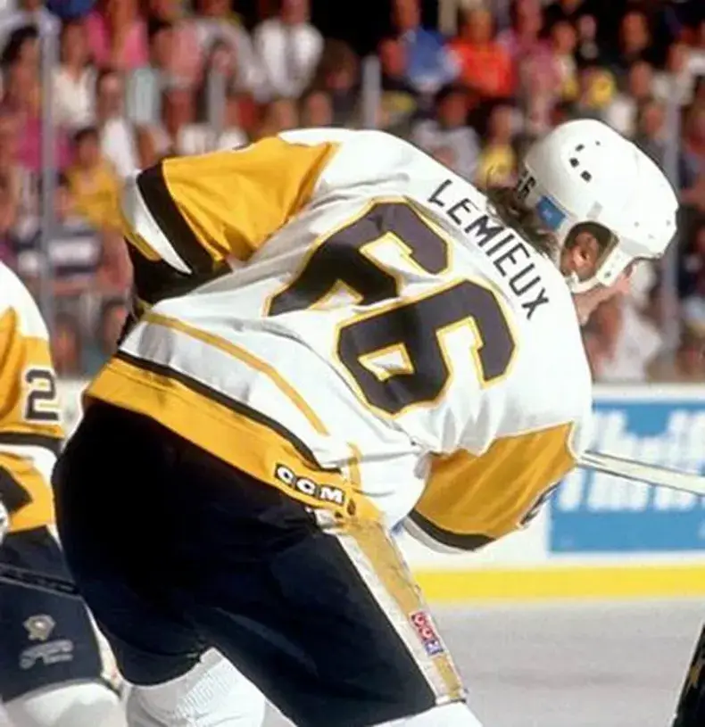 MARIO LEMIEUX Pittsburgh Penguins 1992 Home CCM Vintage NHL Throwback Jersey 