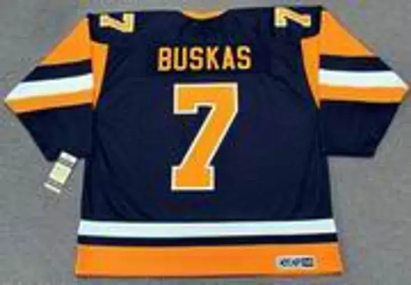 ROD BUSKAS Pittsburgh Penguins 1987 CCM Vintage Throwback NHL Hockey Jersey 