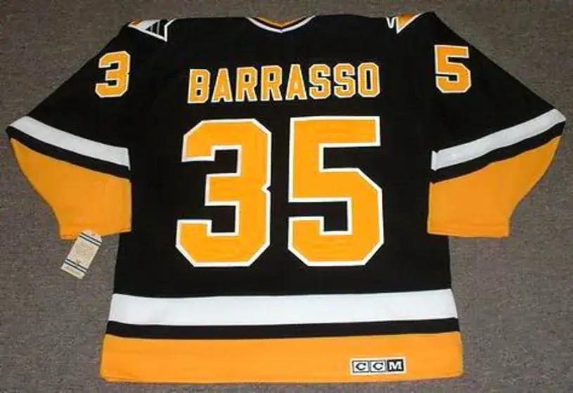 TOM BARRASSO Pittsburgh Penguins 1996 CCM Vintage Throwback Away Hockey Jersey 