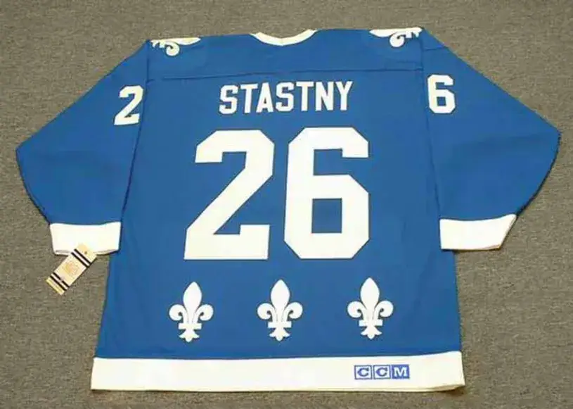 PETER STASTNY Quebec Nordiques 1988 CCM Vintage Throwback Away Hockey Jersey 