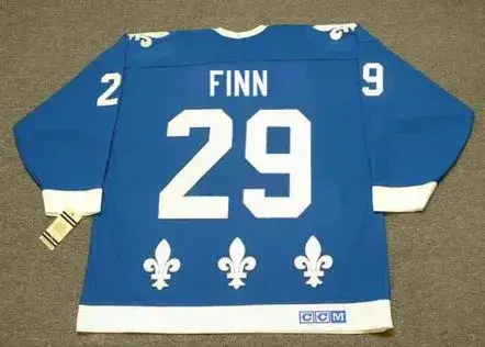 STEVEN FINN Quebec Nordiques 1990 CCM Vintage Throwback Away Hockey Jersey 