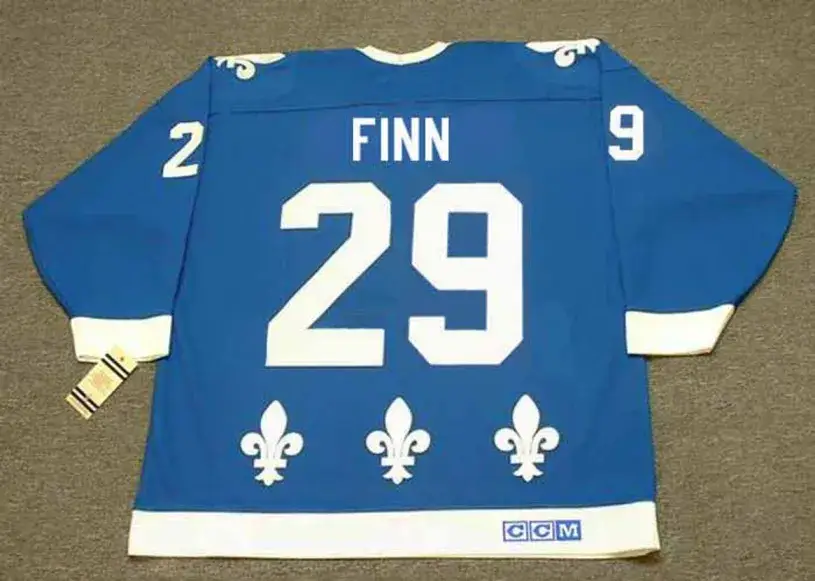 STEVEN FINN Quebec Nordiques 1990 CCM Vintage Throwback Away Hockey Jersey 