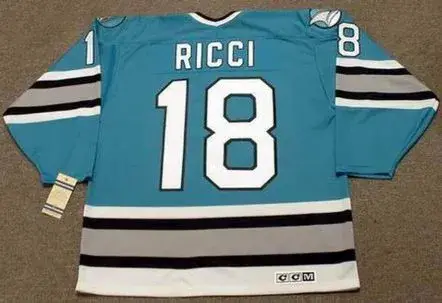 MIKE RICCI San Jose Sharks 1997 CCM Throwback NHL Hockey Jersey 