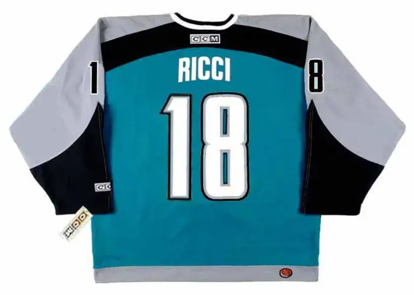 MIKE RICCI San Jose Sharks 2003 CCM Throwback NHL Home Hockey Jersey 