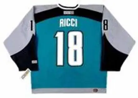 MIKE RICCI San Jose Sharks 2003 CCM Throwback NHL Home Hockey Jersey 