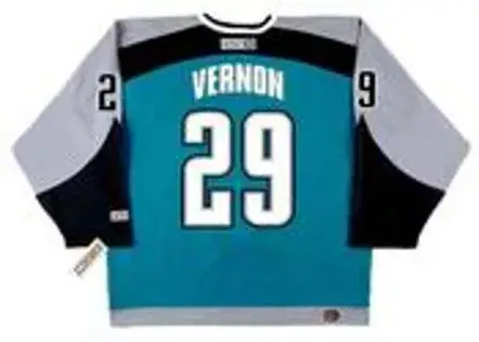 MIKE VERNON San Jose Sharks 1997 CCM Throwback NHL Home Hockey Jersey 