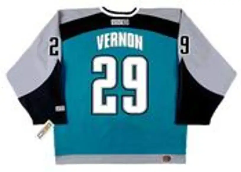 MIKE VERNON San Jose Sharks 1997 CCM Throwback NHL Home Hockey Jersey 