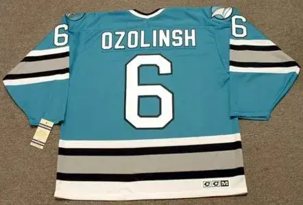 SANDIS OZOLINSH San Jose Sharks 1995 CCM Vintage Throwback NHL Hockey Jersey 